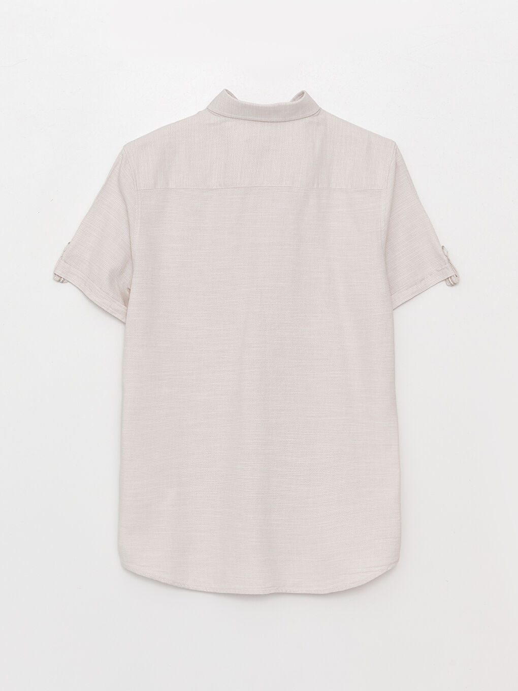 Bej Slim Fit Kısa Kollu Armürlü Erkek Gömlek-6