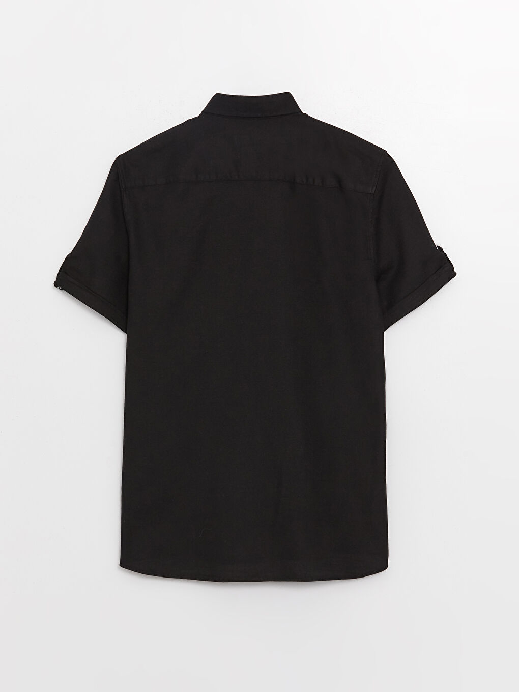 Siyah Slim Fit Kısa Kollu Armürlü Erkek Gömlek-6