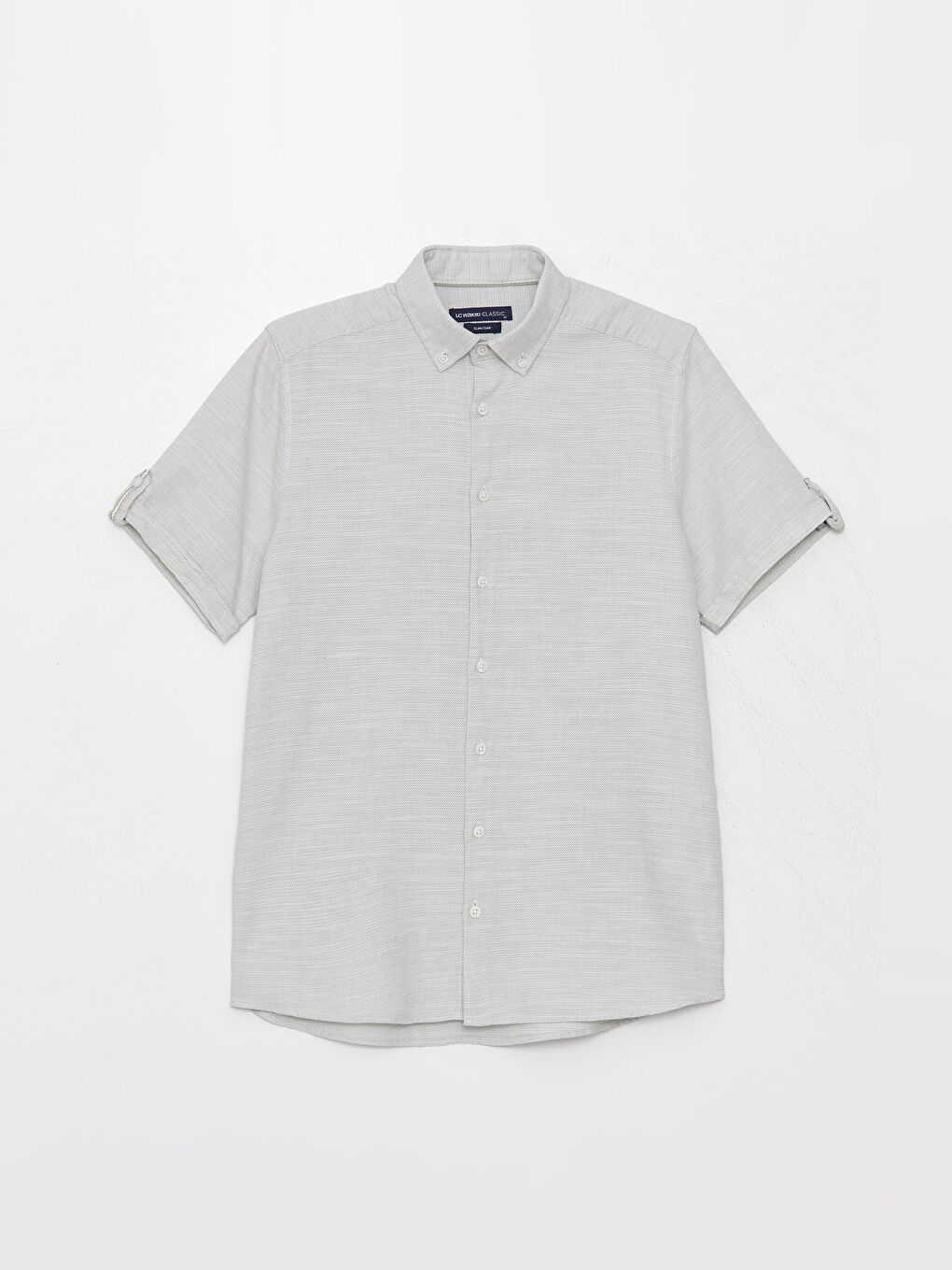 ерлерге арналған добби матасынан жасалған тар пішімді қысқа жеңді жейде-5