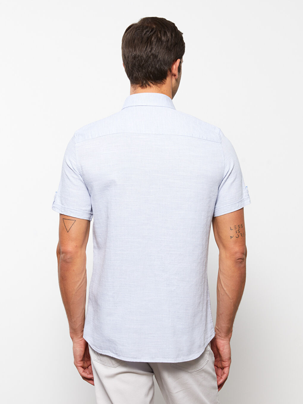 Mavi Slim Fit Kısa Kollu Armürlü Erkek Gömlek-4