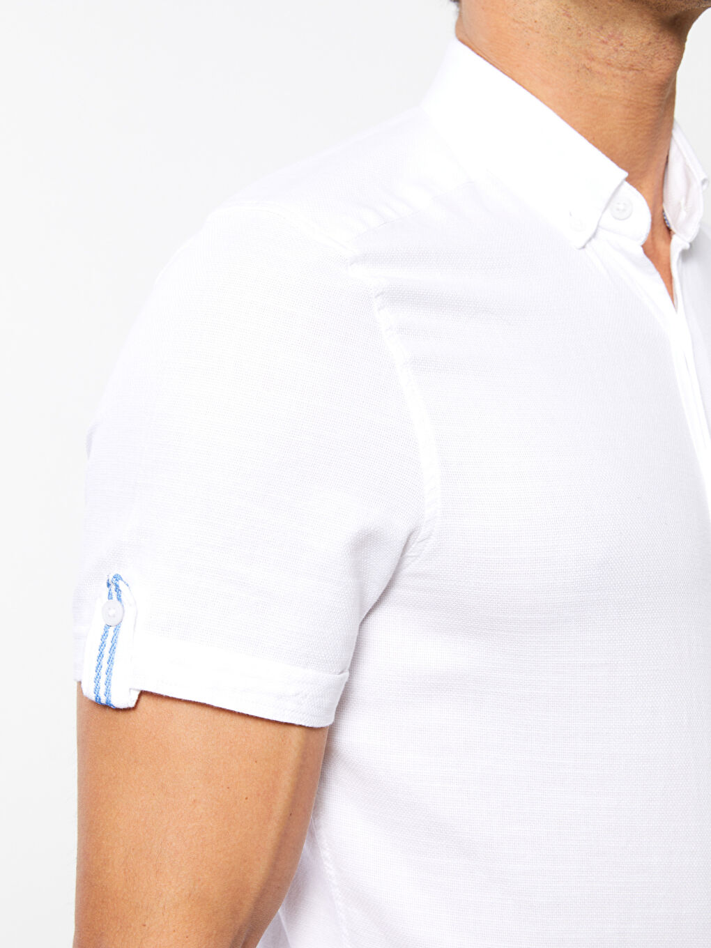 Slim Fit Short Sleeve Dobby Men's Shirt-3