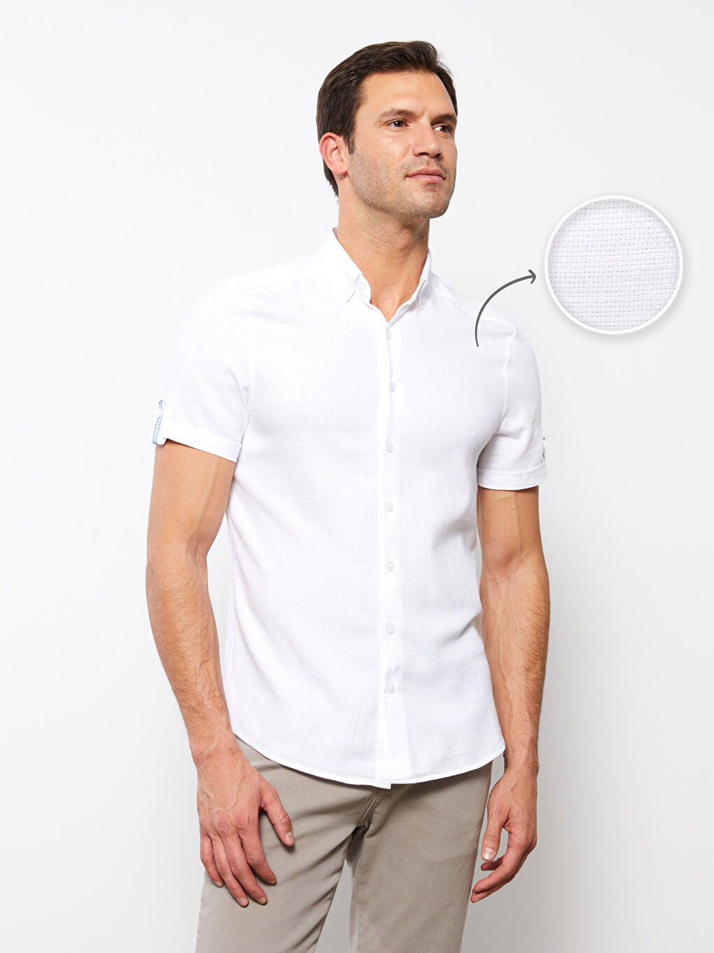 Slim Fit Short Sleeve Dobby Men's Shirt