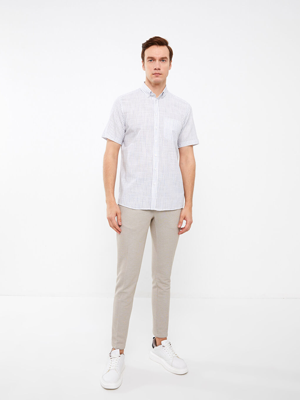 Mavi Regular Fit Kısa Kollu Çizgili Poplin Erkek Gömlek-2