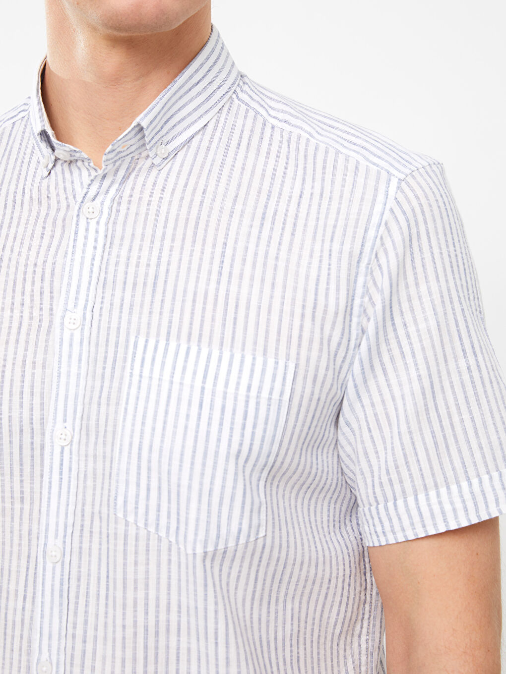 Mavi Regular Fit Kısa Kollu Çizgili Poplin Erkek Gömlek-3