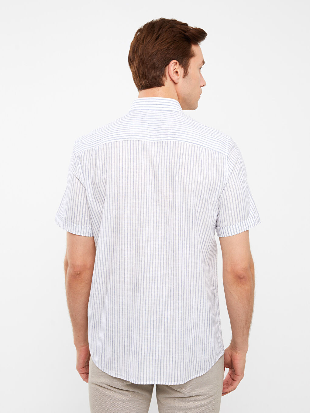 Mavi Regular Fit Kısa Kollu Çizgili Poplin Erkek Gömlek-4