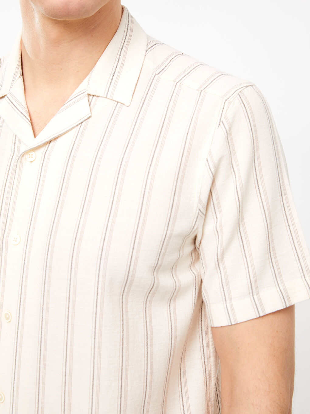 Regular Fit Short Sleeve Linen Blend Men's Shirt-4