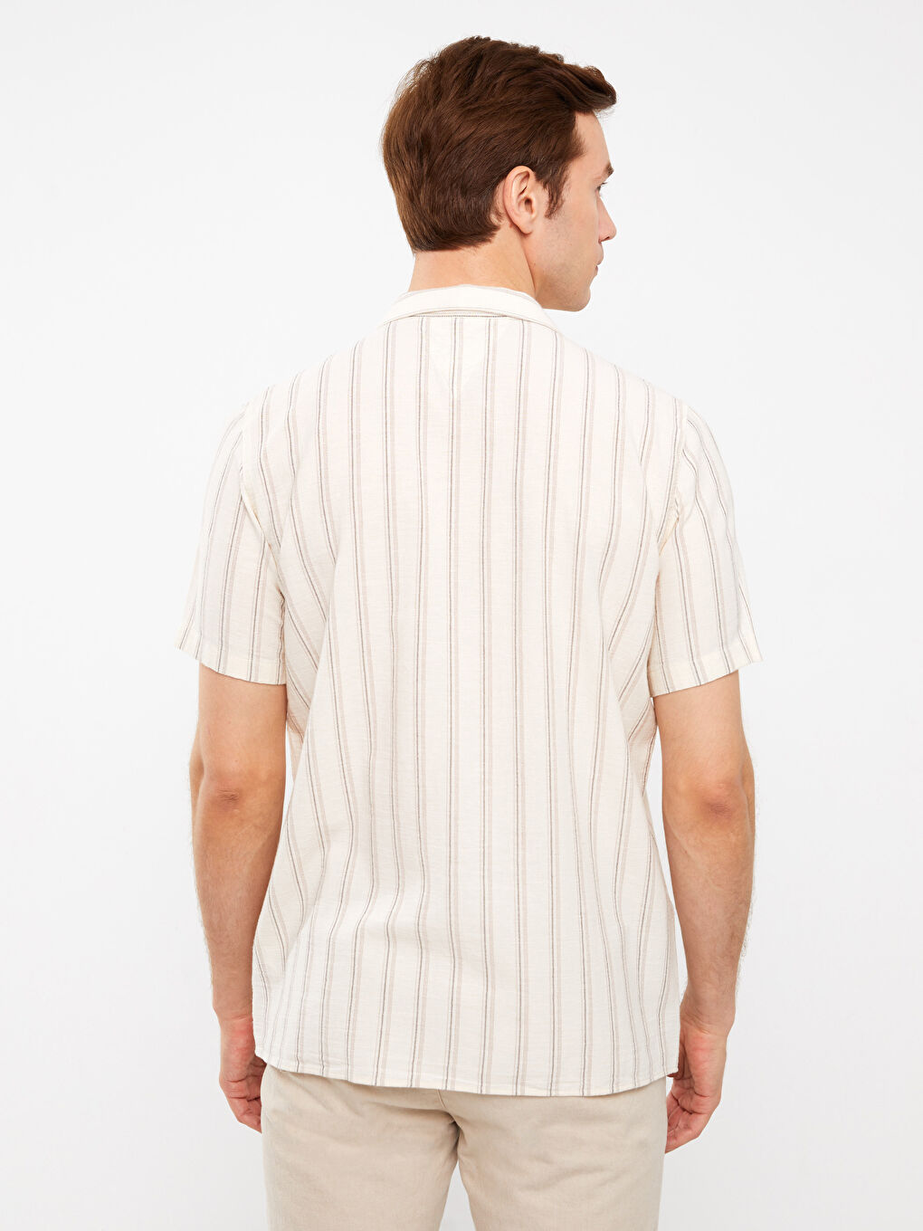 Regular Fit Short Sleeve Linen Blend Men's Shirt-5