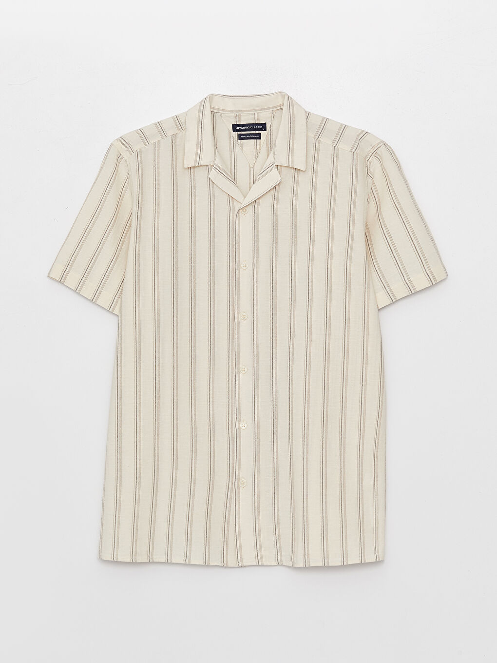 Regular Fit Short Sleeve Linen Blend Men's Shirt-6