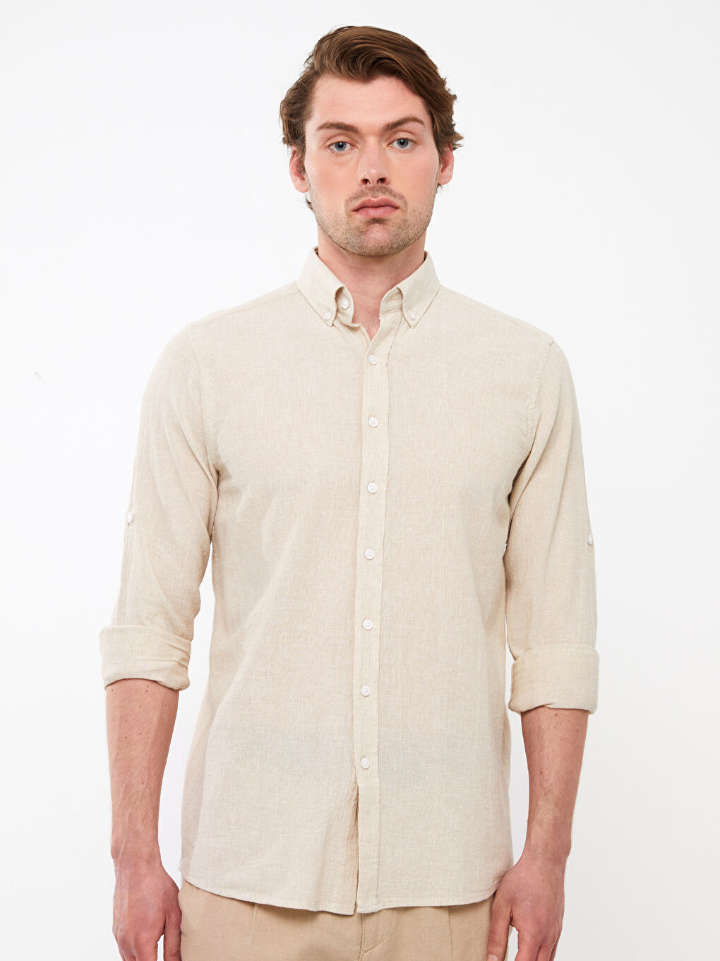 SOUTHBLUE Regular Fit Long Sleeve Linen Blend Men's Shirt -S3FD02Z8-R9J