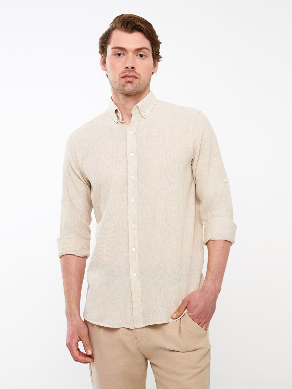 SOUTHBLUE Regular Fit Long Sleeve Linen Blend Men's Shirt -S3FD02Z8-R9J