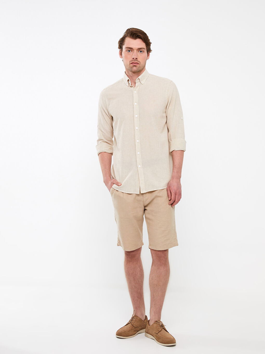 SOUTHBLUE Regular Fit Long Sleeve Linen Blend Men's Shirt -S3FD02Z8-R9J
