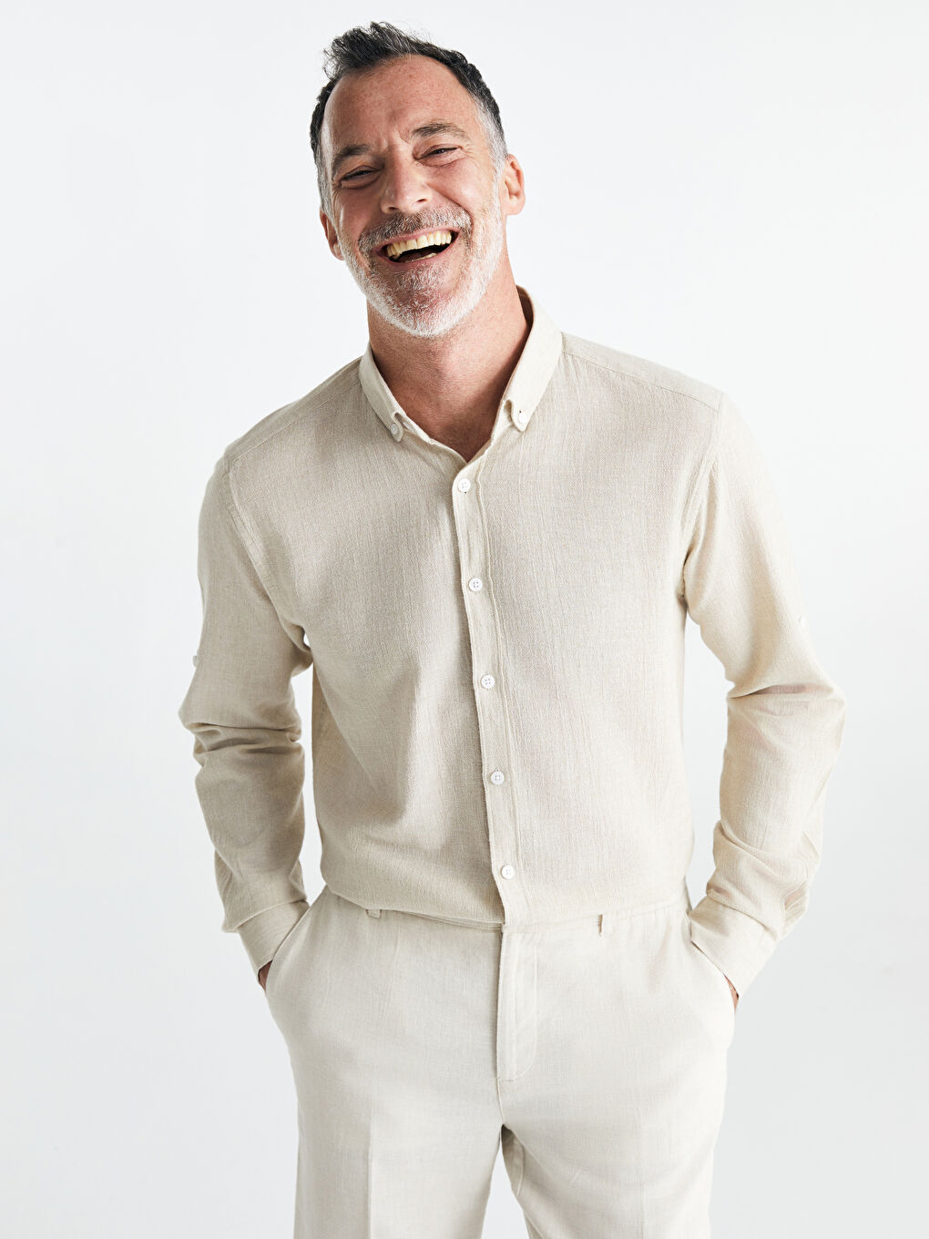 SOUTHBLUE Regular Fit Long Sleeve Linen Blend Men's Shirt -S3FD02Z8-R9J