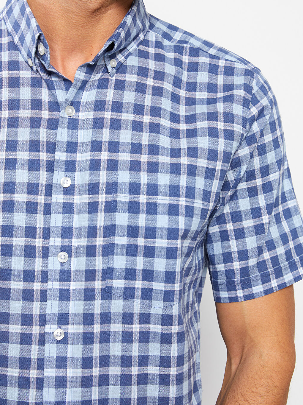LCWAIKIKI Classic Regular Fit Short Sleeve Plaid Poplin Men's Shirt -S3FD04Z8-LN6