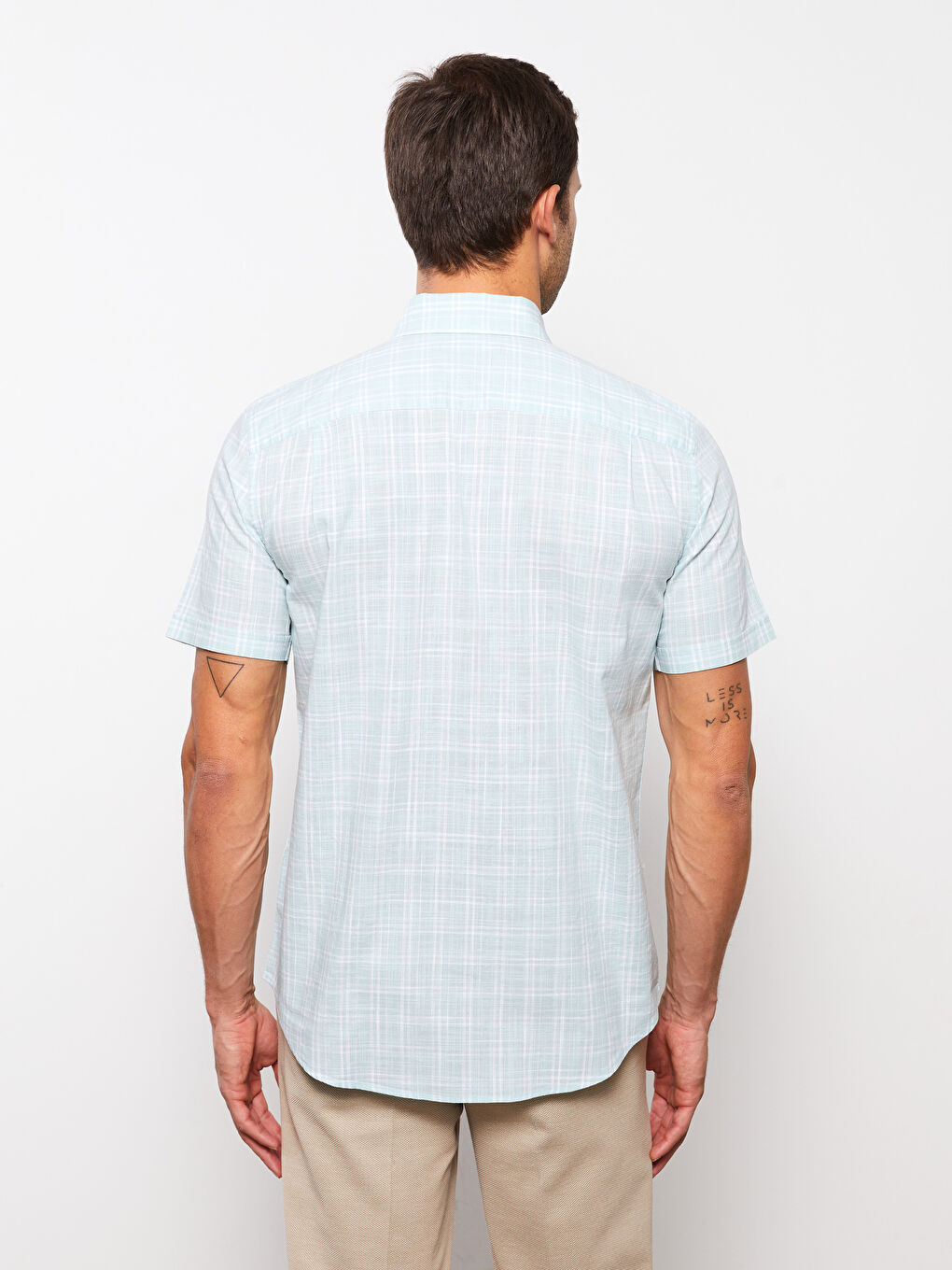 Chemise Pour Hommes À Manches Courtes En Popeline Écossaise Coupe Régulière-4