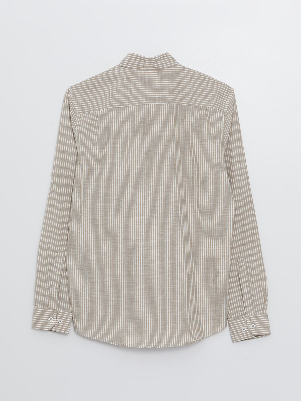 Regular Fit Long Sleeve Striped Linen Blend Men's Shirt-6
