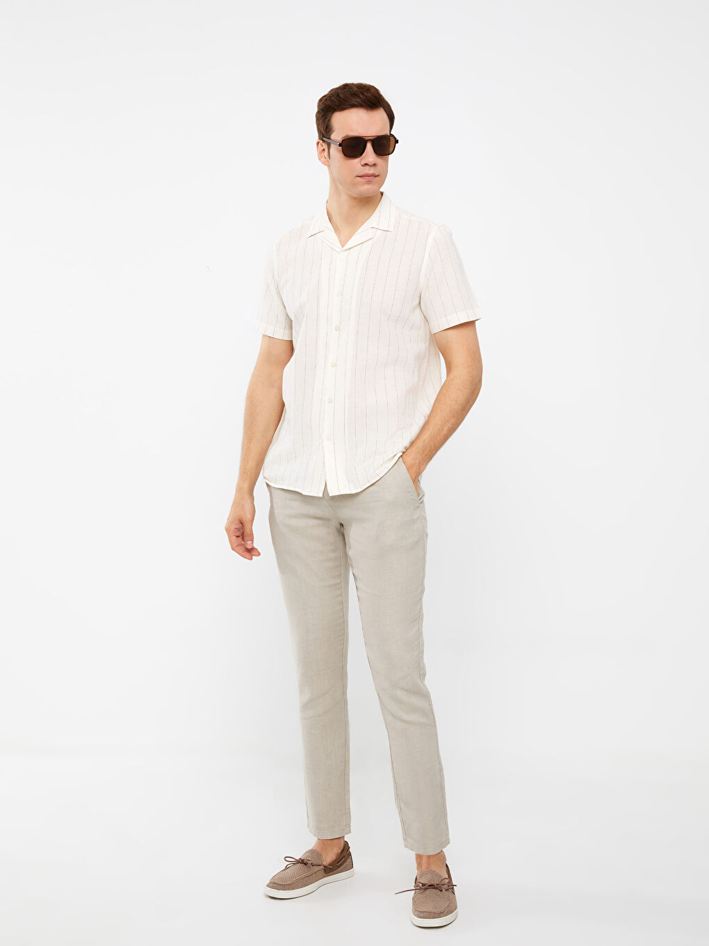 Regular Fit Short Sleeve Linen Blend Men's Shirt -S3FD11Z8-LFC