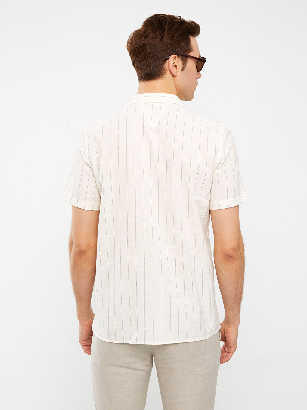 Regular Fit Short Sleeve Linen Blend Men's Shirt -S3FD11Z8-LFC