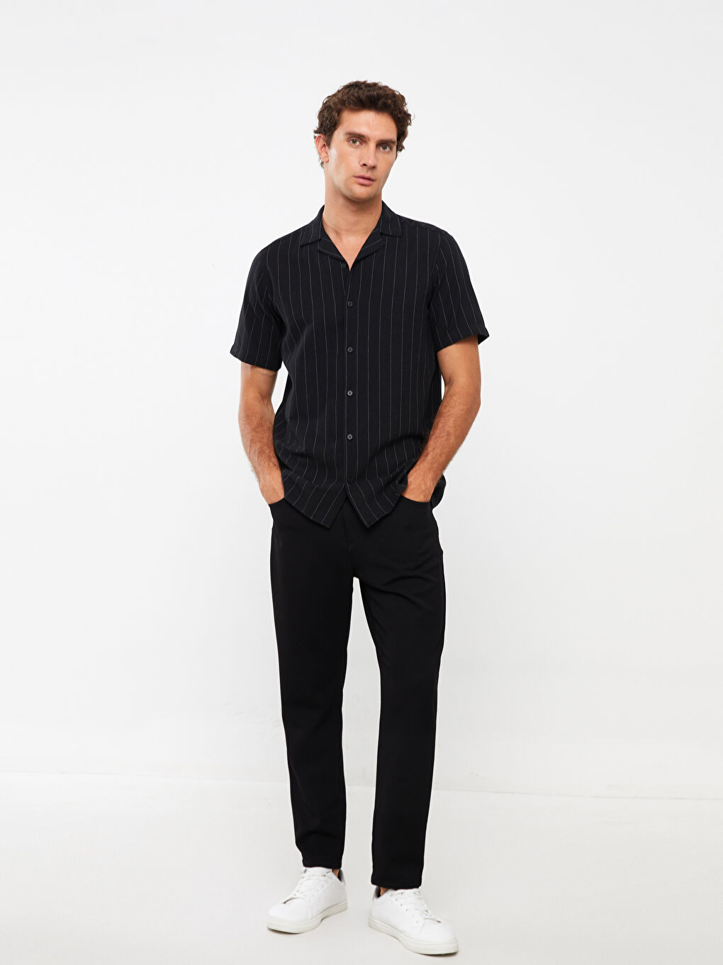 Regular Fit Short Sleeve Linen Blend Men's Shirt-1