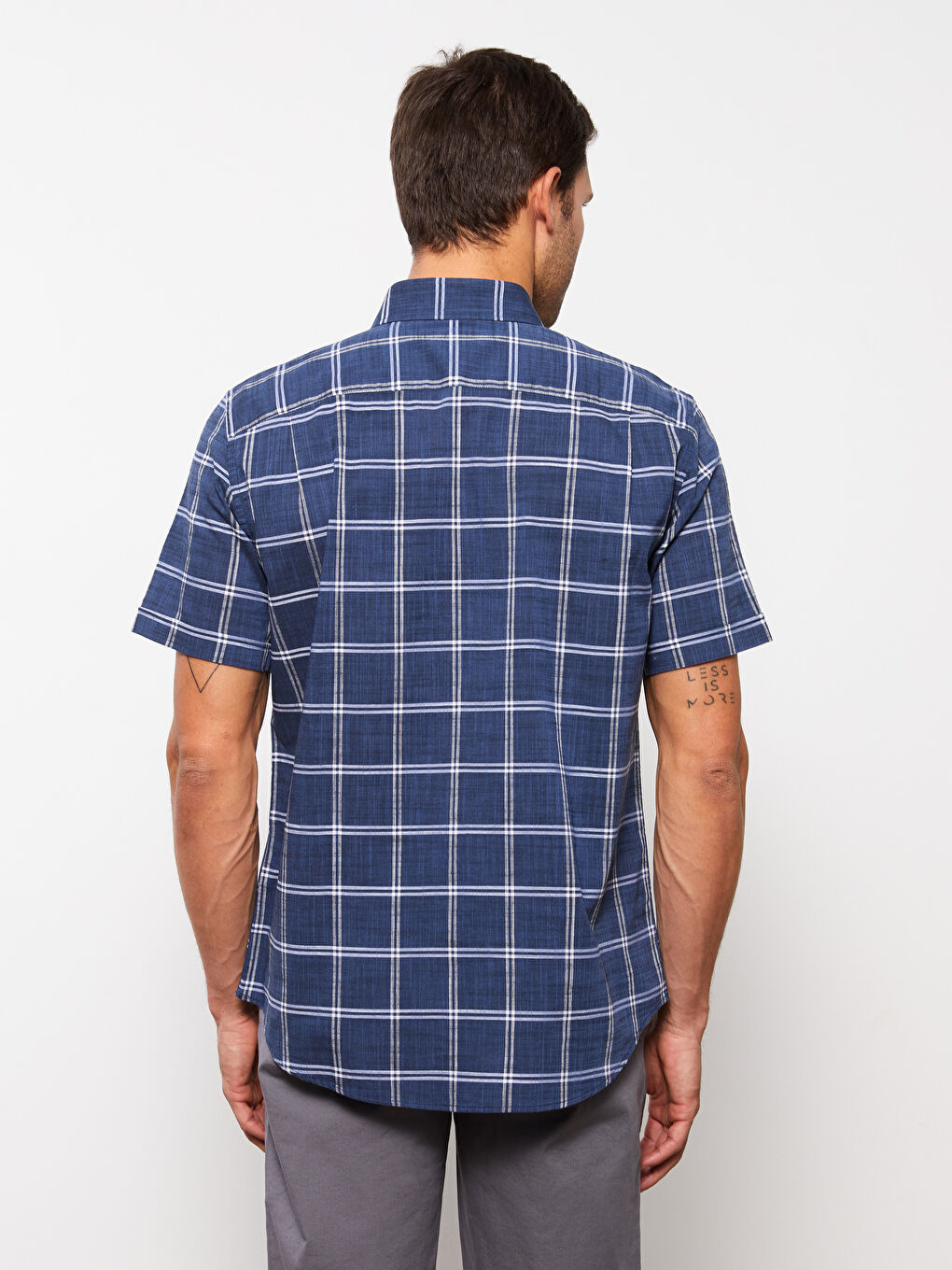 İndigo Regular Fit Kısa Kollu Ekose Poplin Erkek Gömlek-4