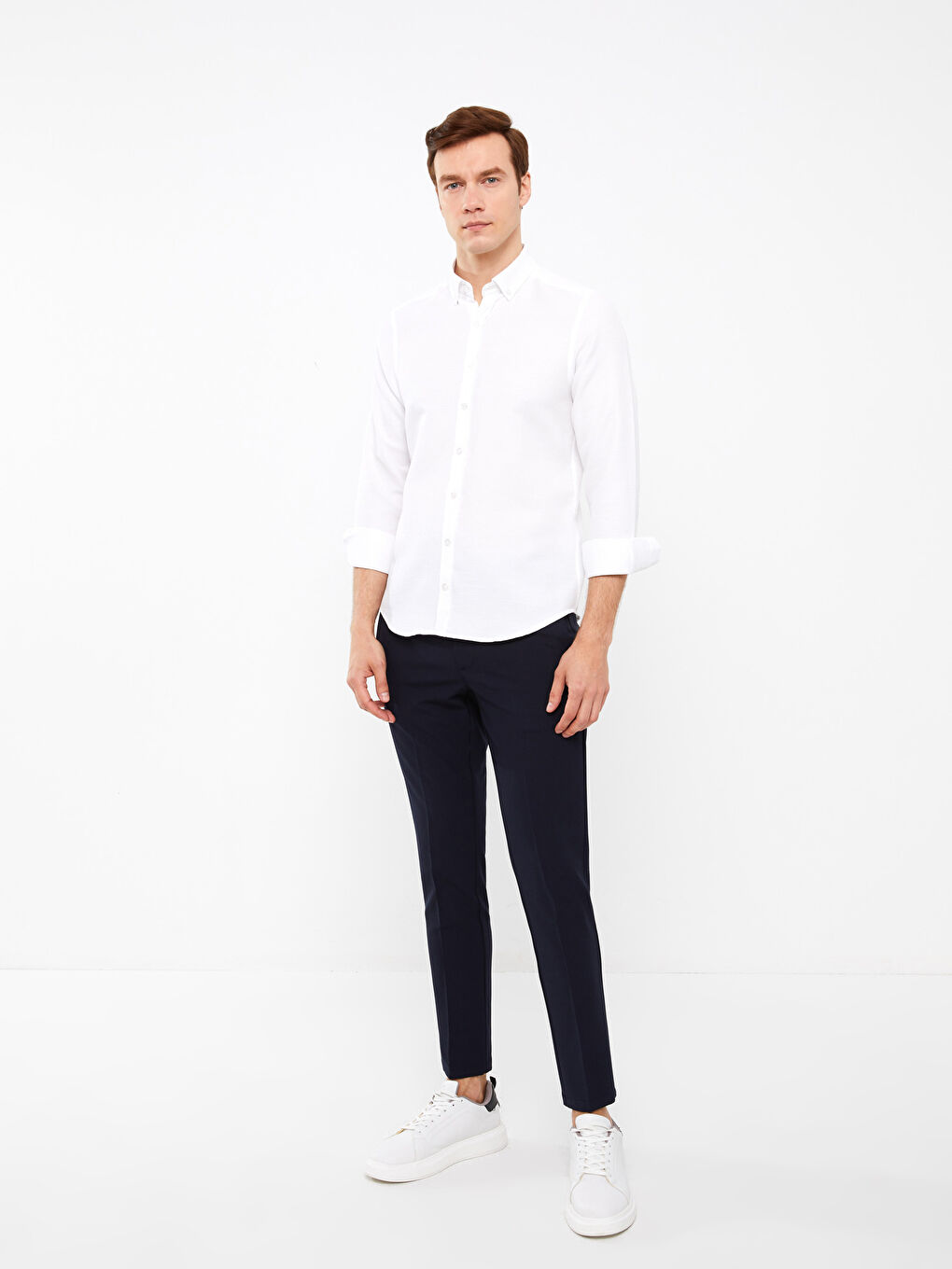 Muška košulja dugih rukava slim fit od dobby tkanine -S3FD15Z8-Q6K