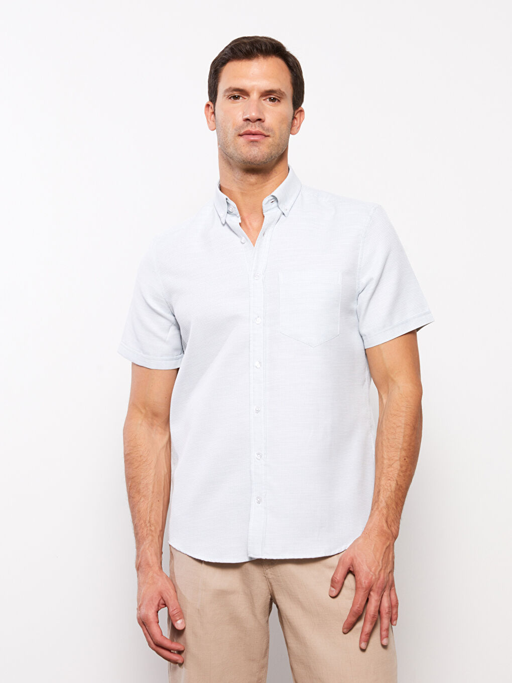 Ерлерге арналған стандартты пішім қысқа жең добби жейде-2