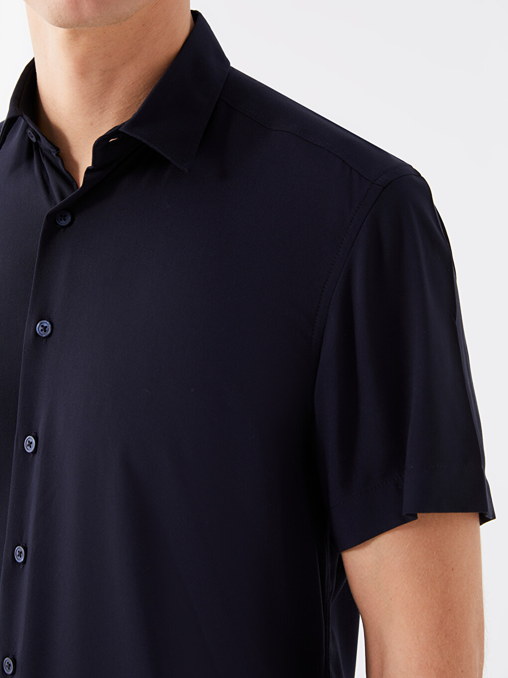 Chemise Pour Hommes À Manches Courtes En Viscose Coupe Régulière-3