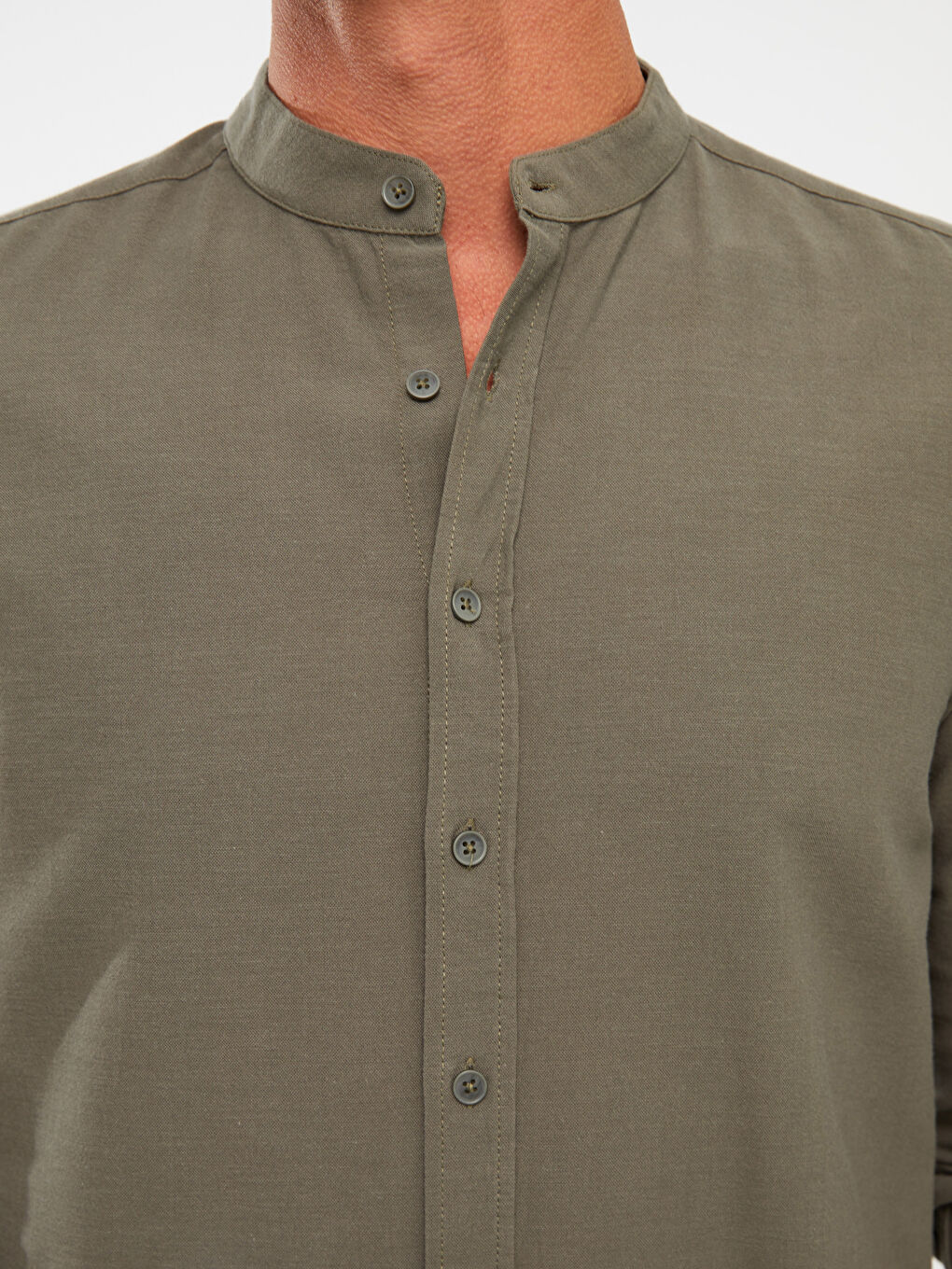 قميص رجالي كم طويل بقماش دوبي بقصة عادية-3