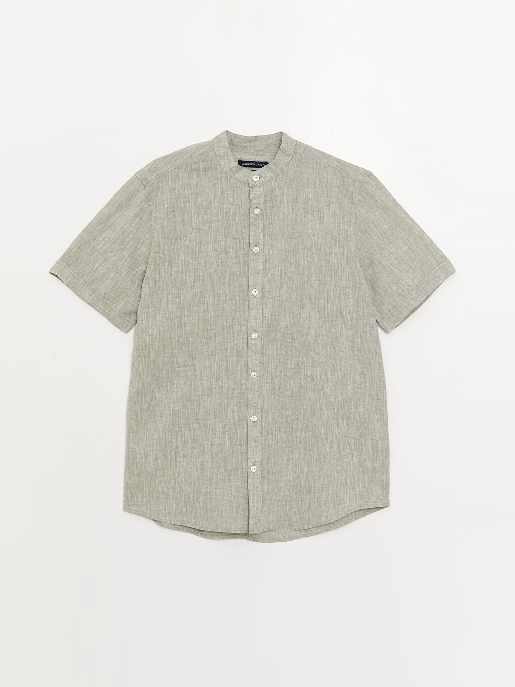 قميص رجالي كم قصير بقماش خليط كتان بقصة عادية-5