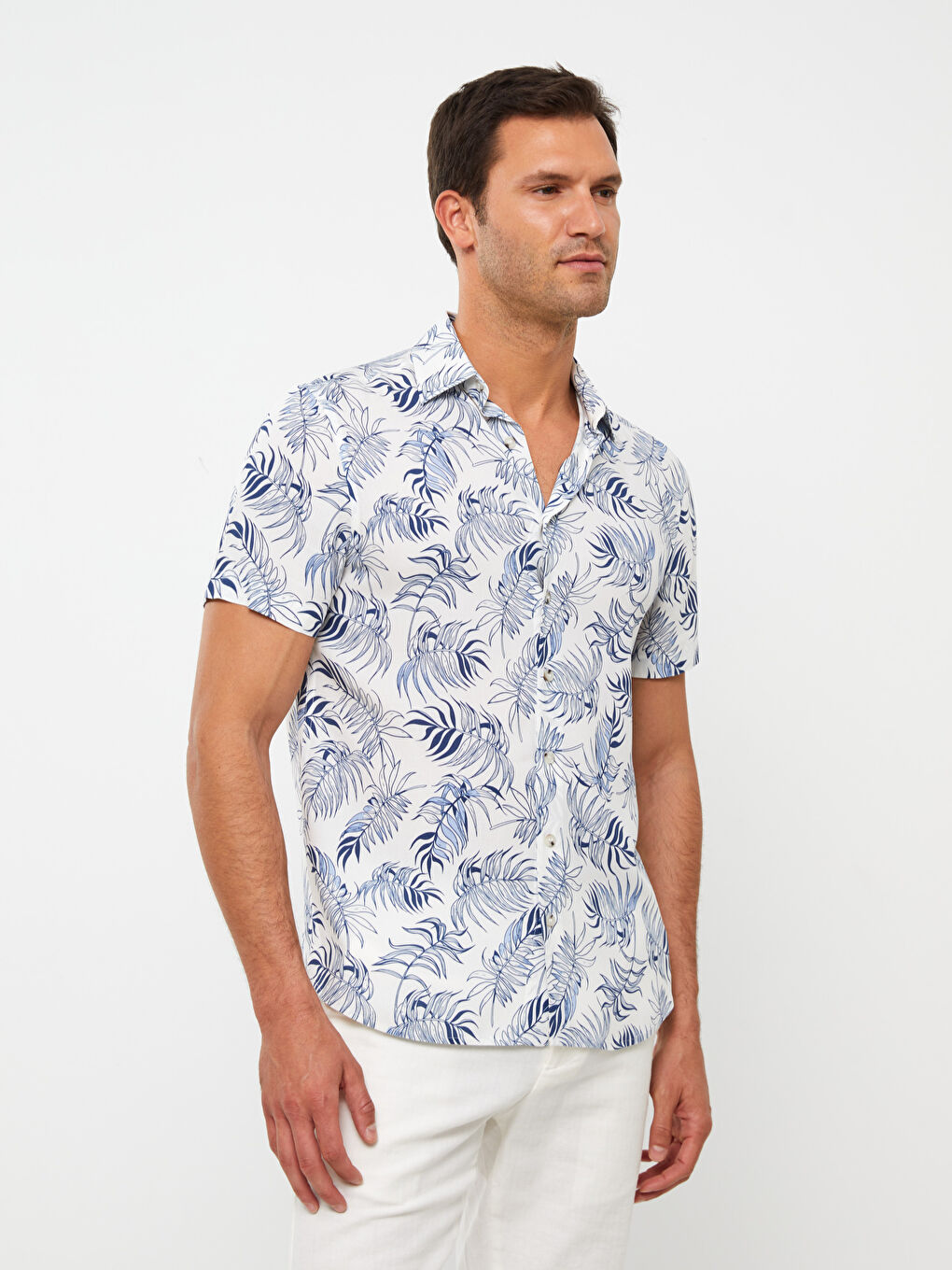 Regular Fit Short Sleeve Patterned Men's Shirt-1