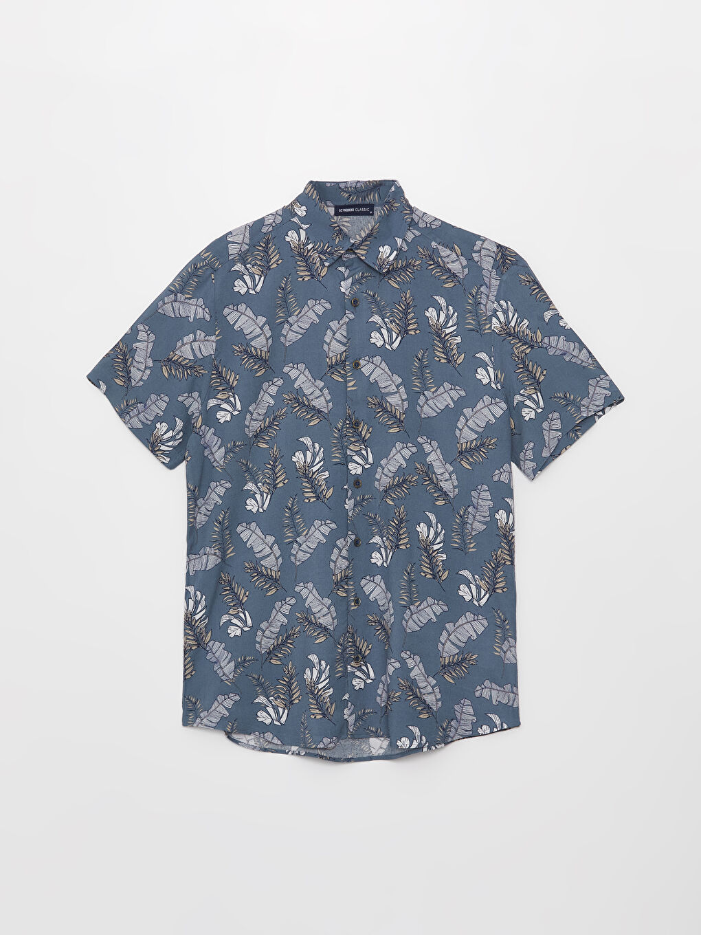 قميص رجالي بكم قصير عادي منقوش فيسكوز-5