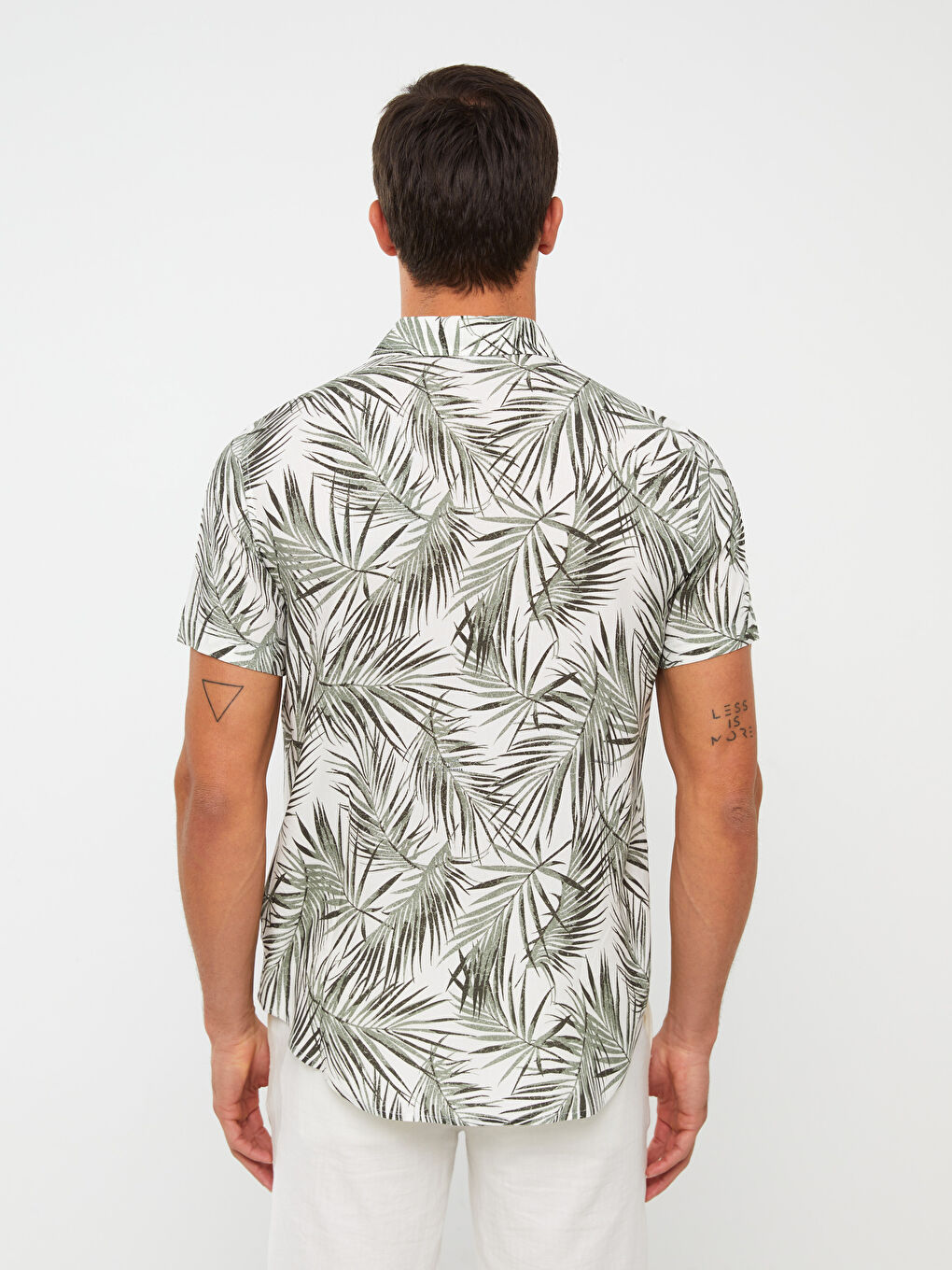 Chemise pour Hommes à Manches Courtes À Motifs en Viscose Coupe Régulière-4