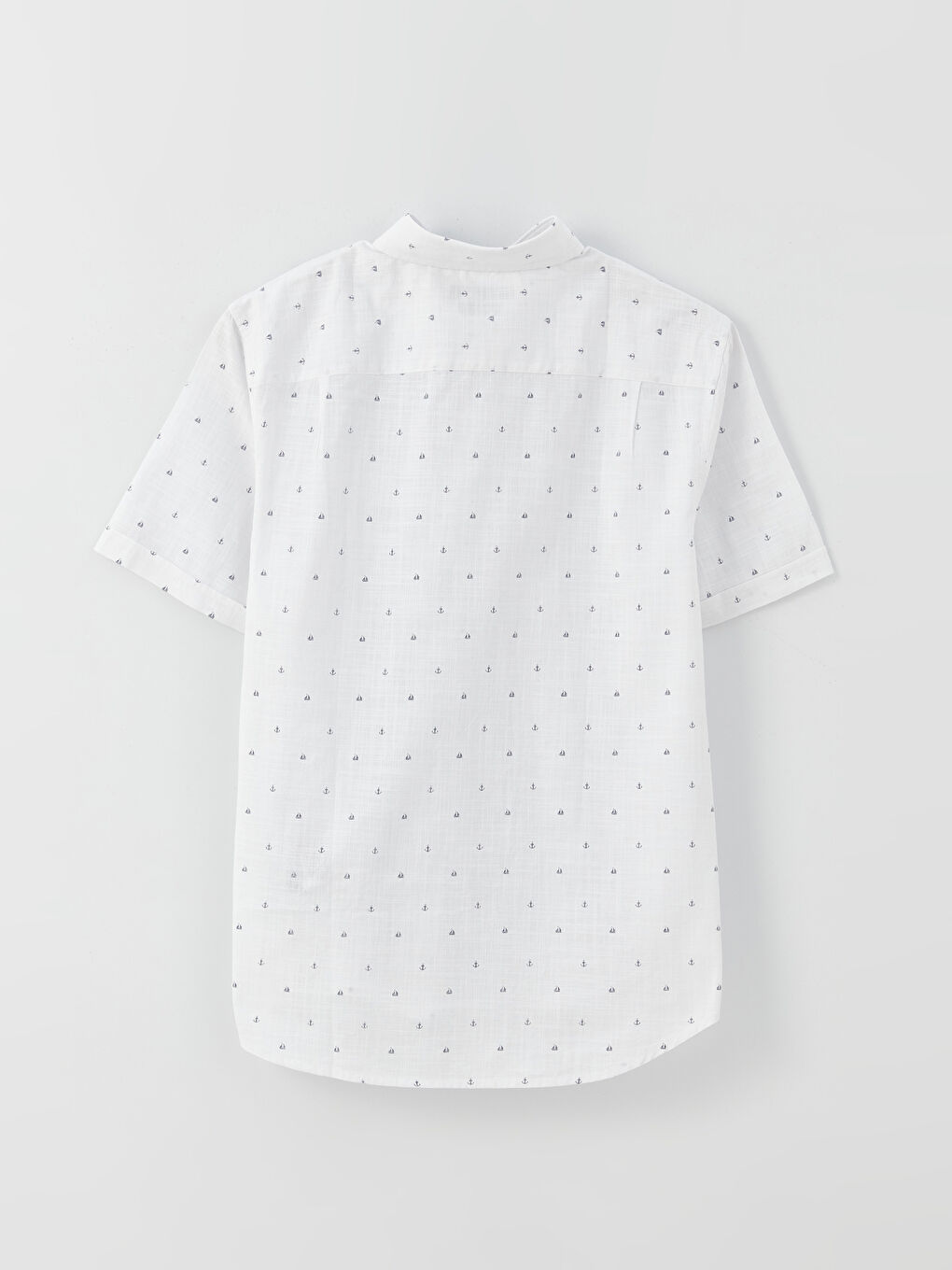 ерлерге арналған стандартты пішім қысқа жең өрнекті поплин жейде-6