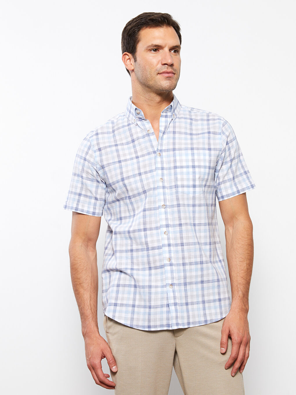 Chemise Écossais à Manches Courtes pour Hommes Ajustée Régulière-2
