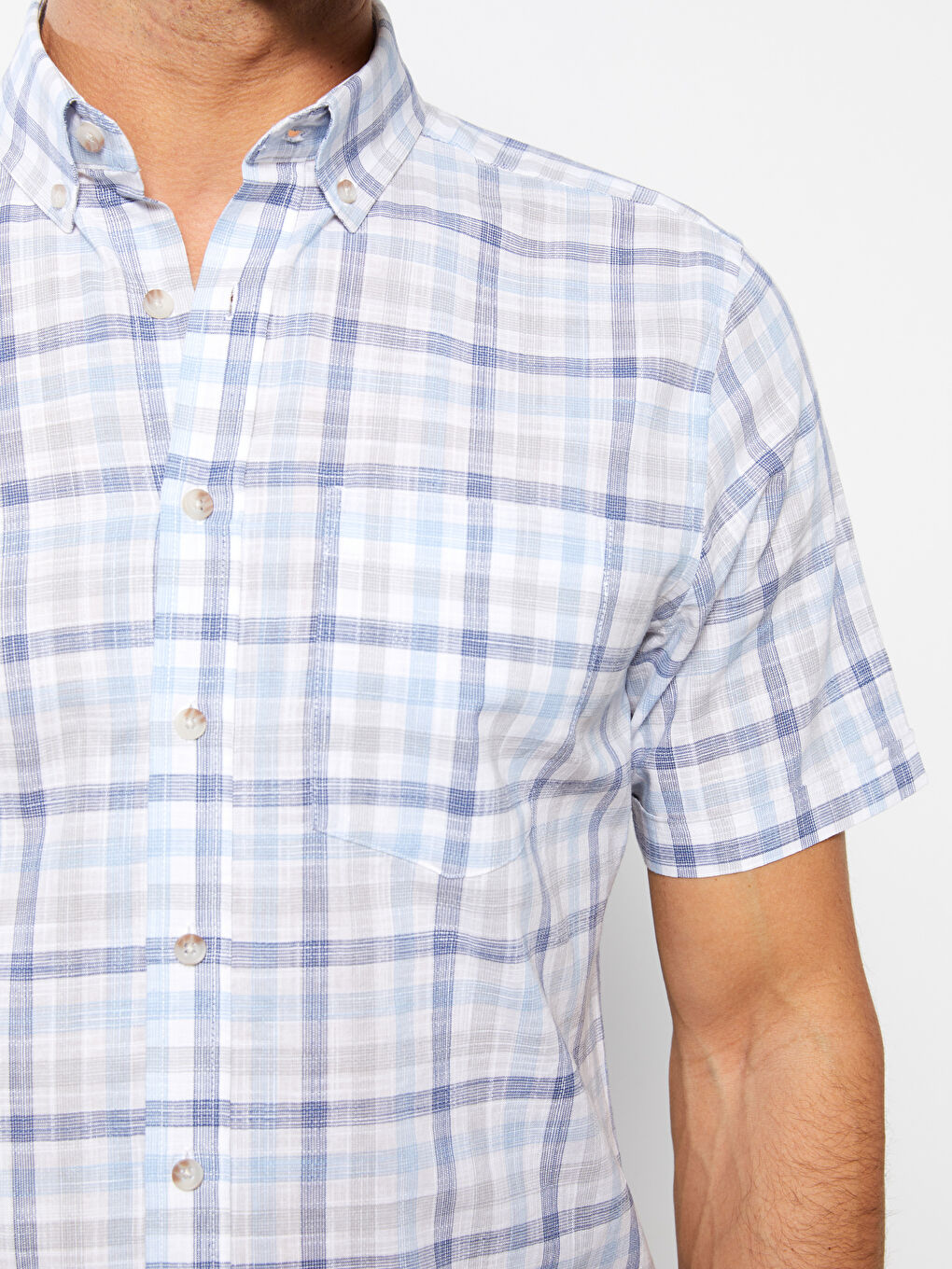 Chemise Écossais à Manches Courtes pour Hommes Ajustée Régulière-3