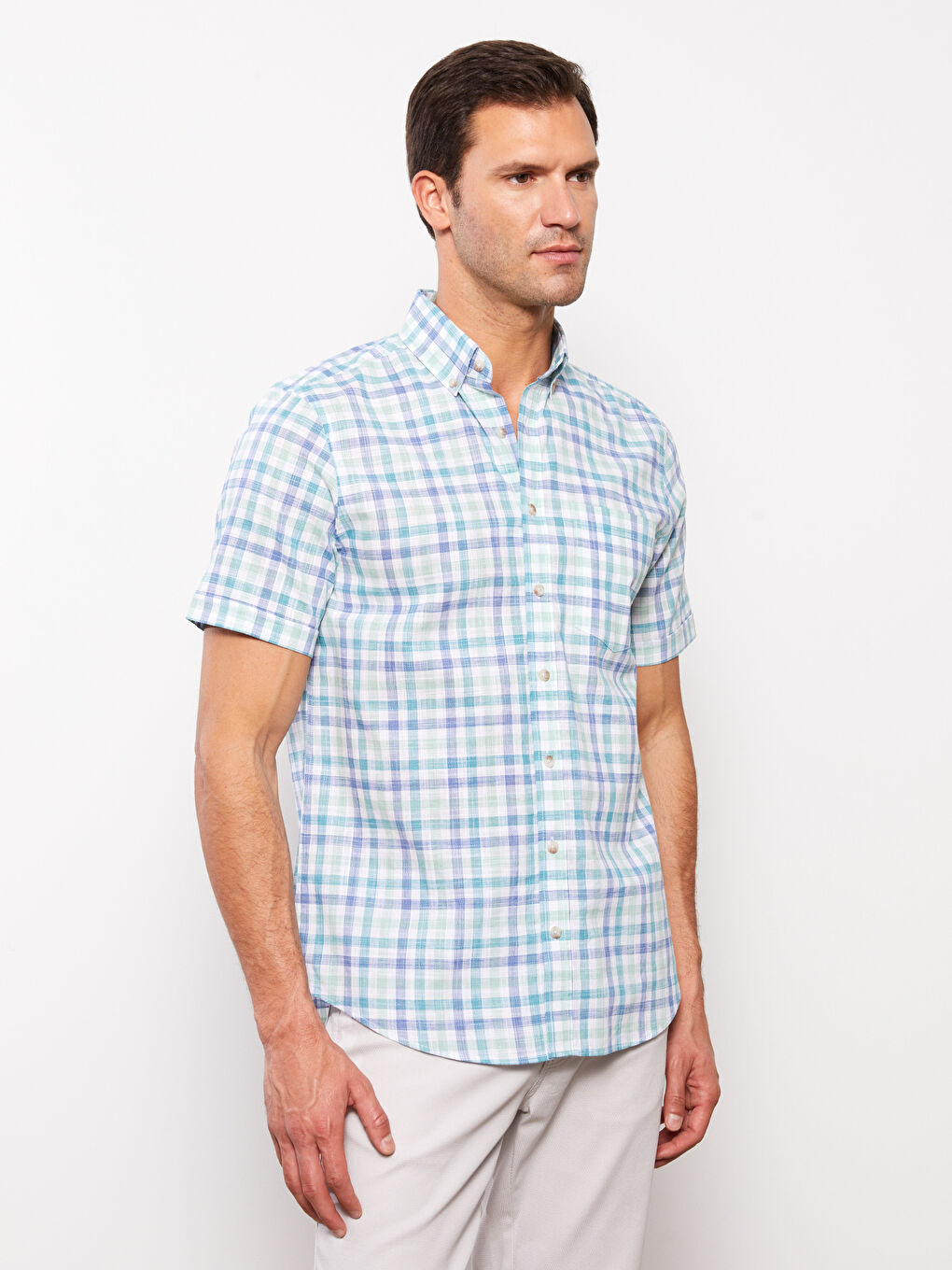 Chemise Écossais à Manches Courtes pour Hommes Ajustée Régulière-2