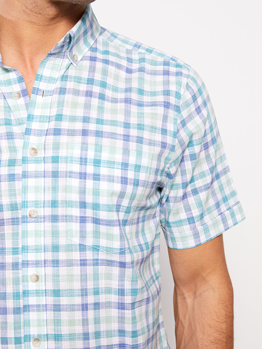Chemise Écossais à Manches Courtes pour Hommes Ajustée Régulière-3