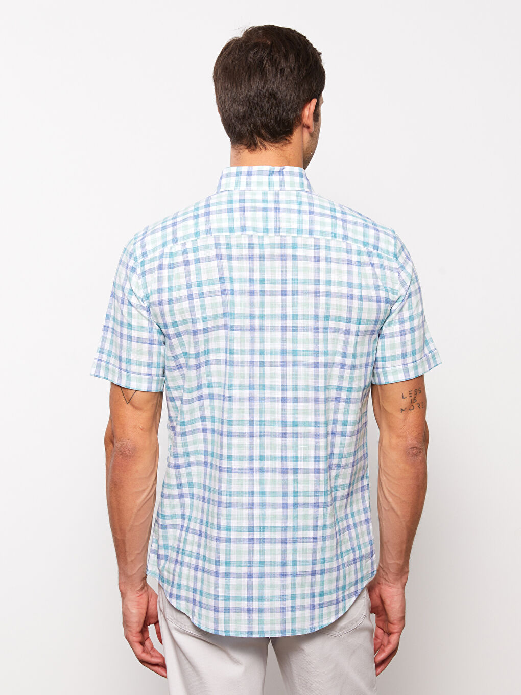 Chemise Écossais à Manches Courtes pour Hommes Ajustée Régulière-4