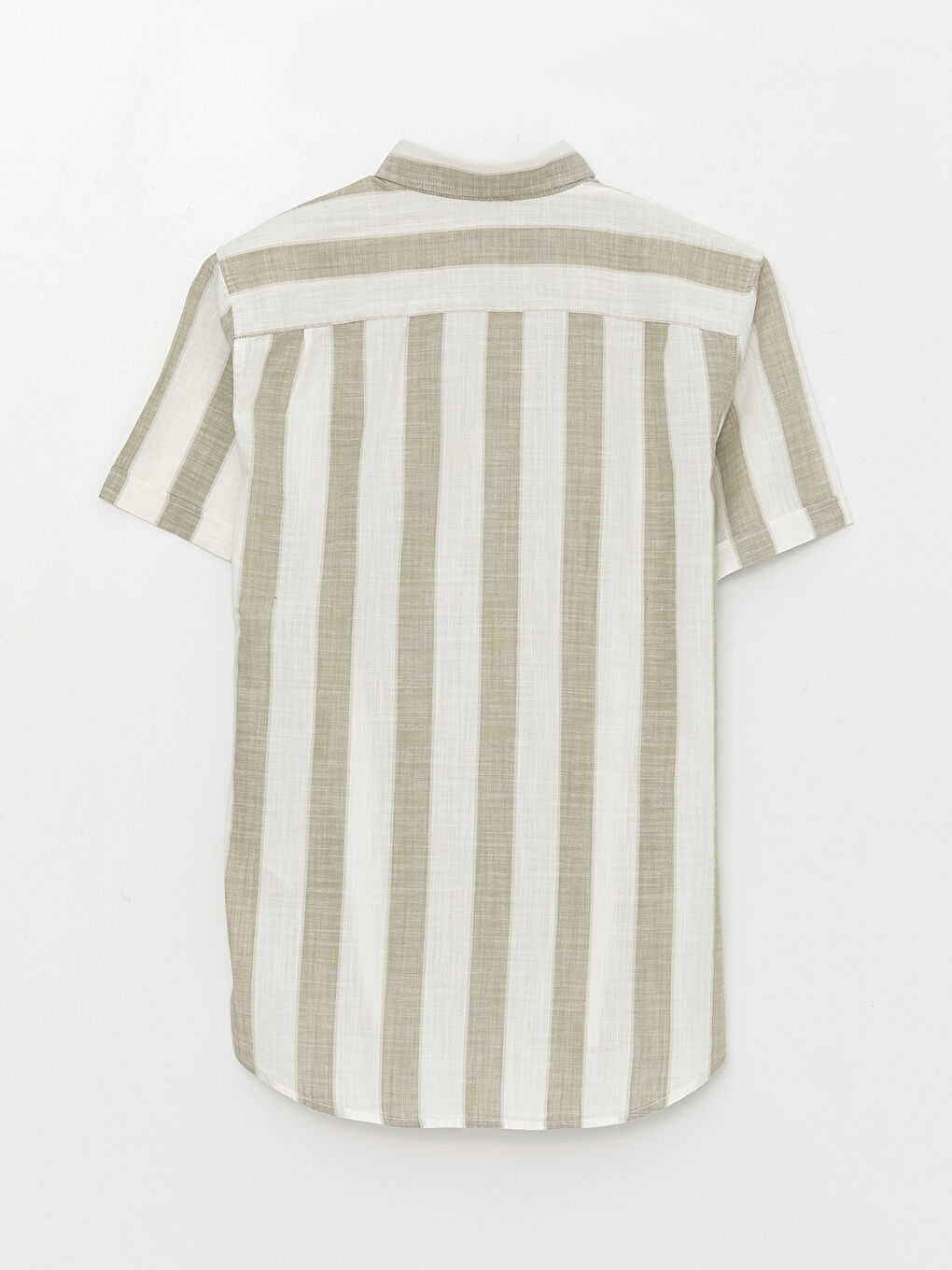 Haki Regular Fit Kısa Kollu Çizgili Erkek Gömlek-6