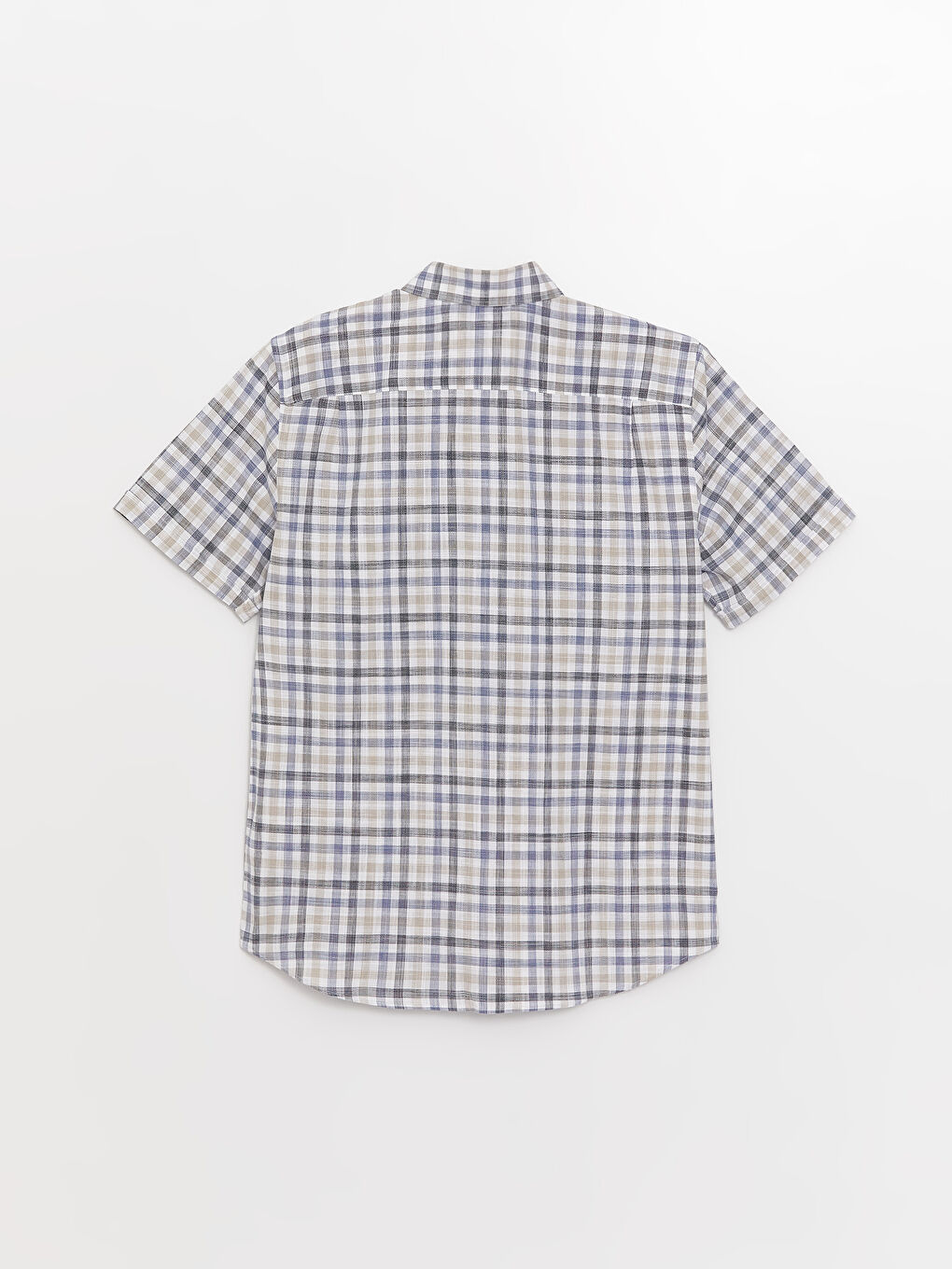 Regular Fit Short Sleeve Plaid Poplin Men's Shirt-6