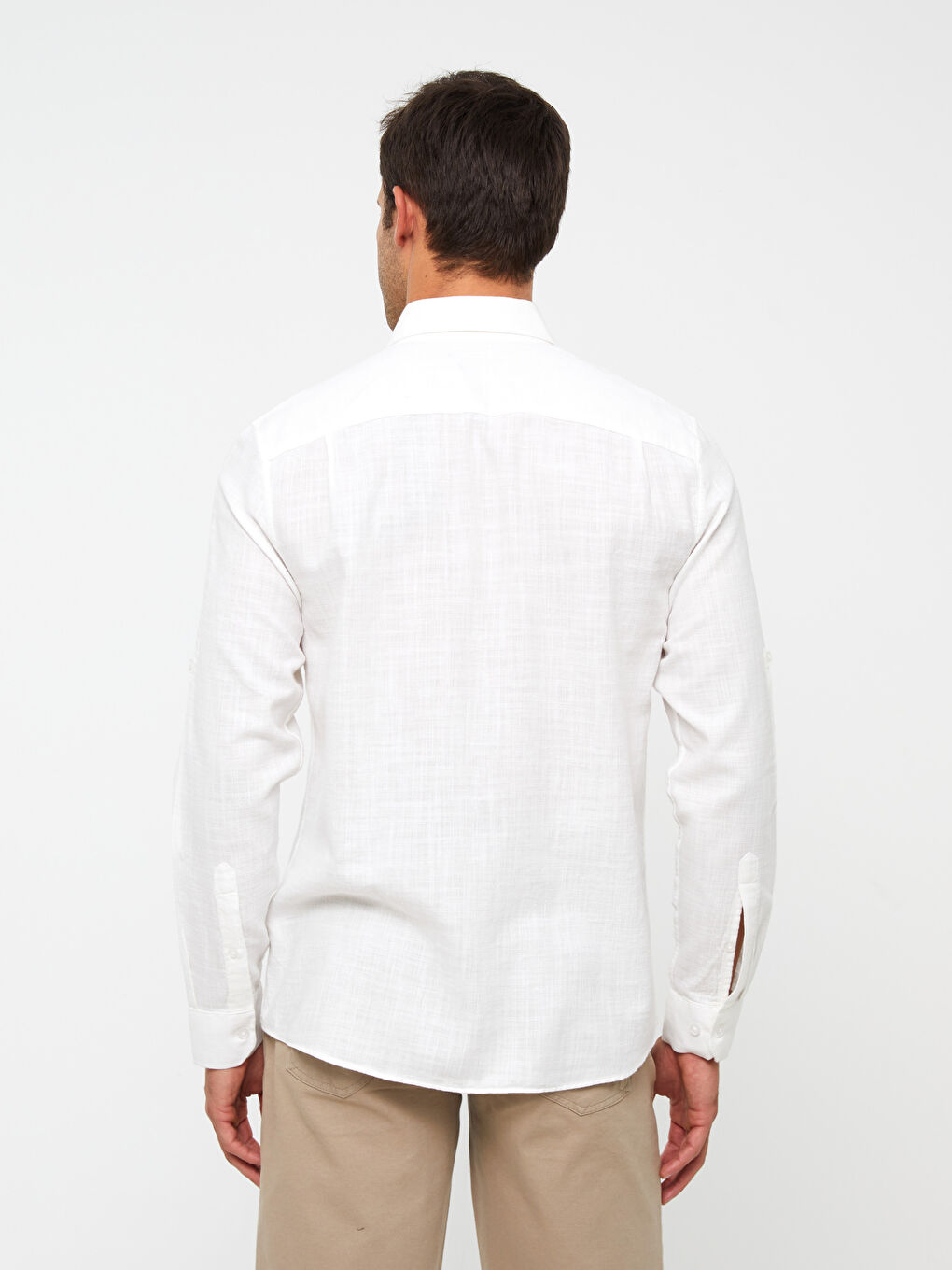 Chemise pour Hommes en Mélange de Lin à Manches Longues Coupe Régulière-4