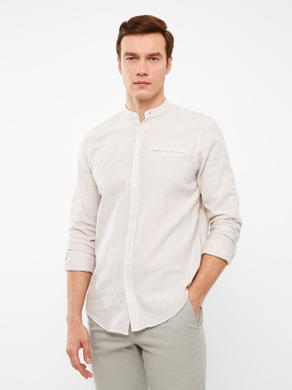 SOUTHBLUE Regular Fit Long Sleeve Linen Blend Men's Shirt -S3FD29Z8-LEC