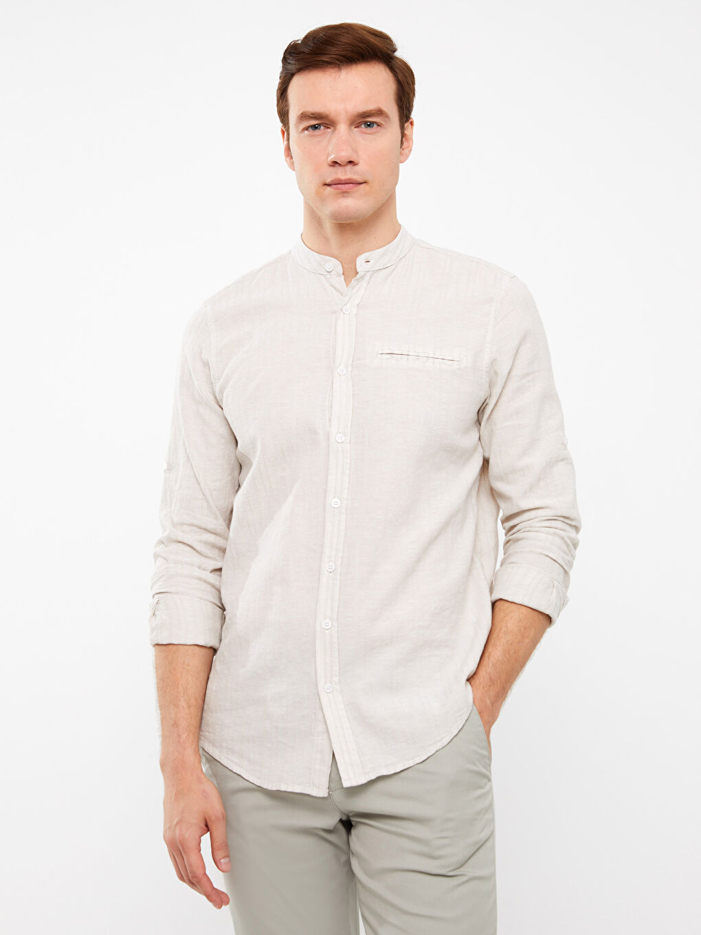 SOUTHBLUE Regular Fit Long Sleeve Linen Blend Men's Shirt -S3FD29Z8-LEC