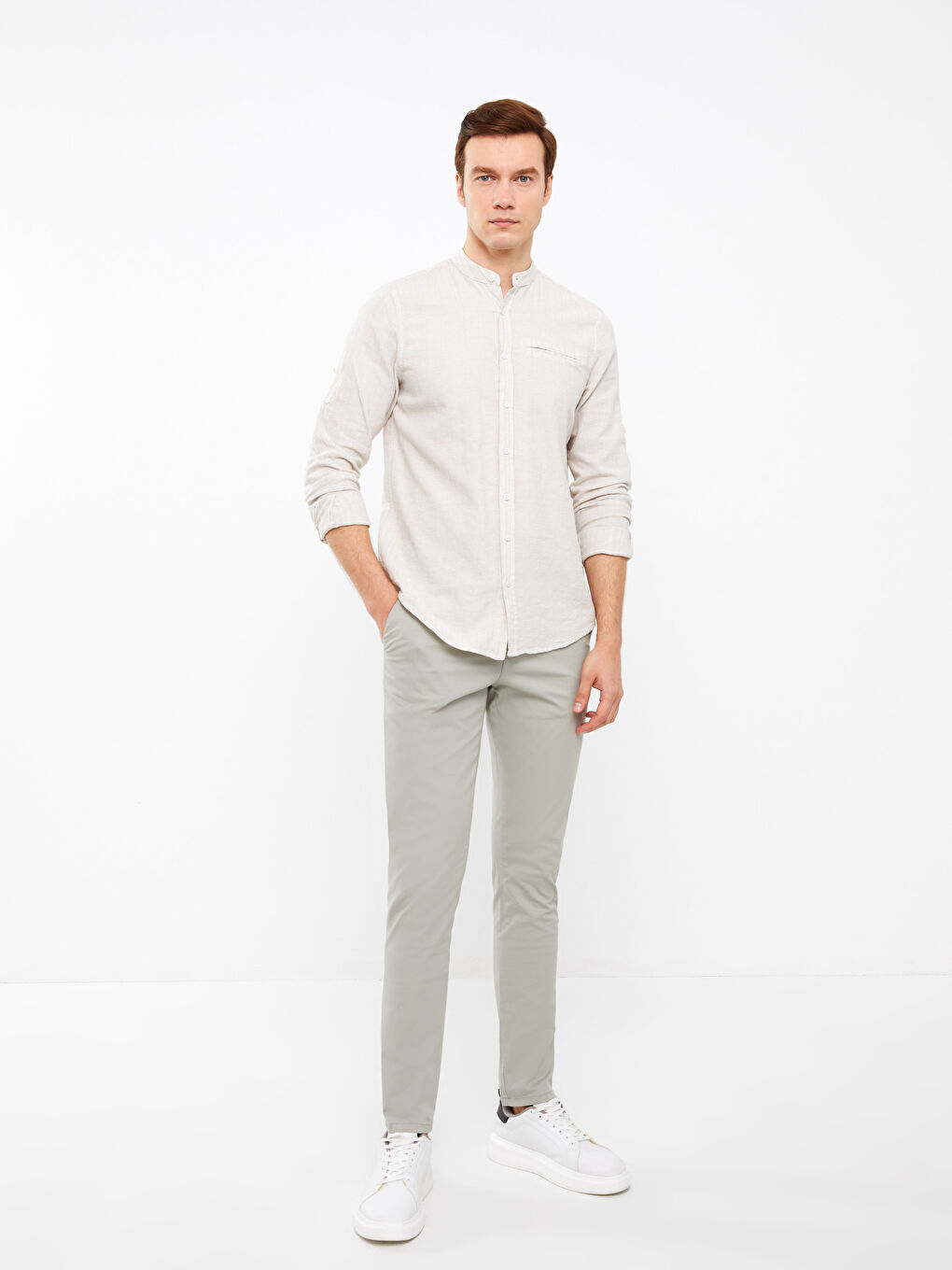 SOUTHBLUE Regular Fit Long Sleeve Linen Blend Men's Shirt -S3FD29Z8-LEC