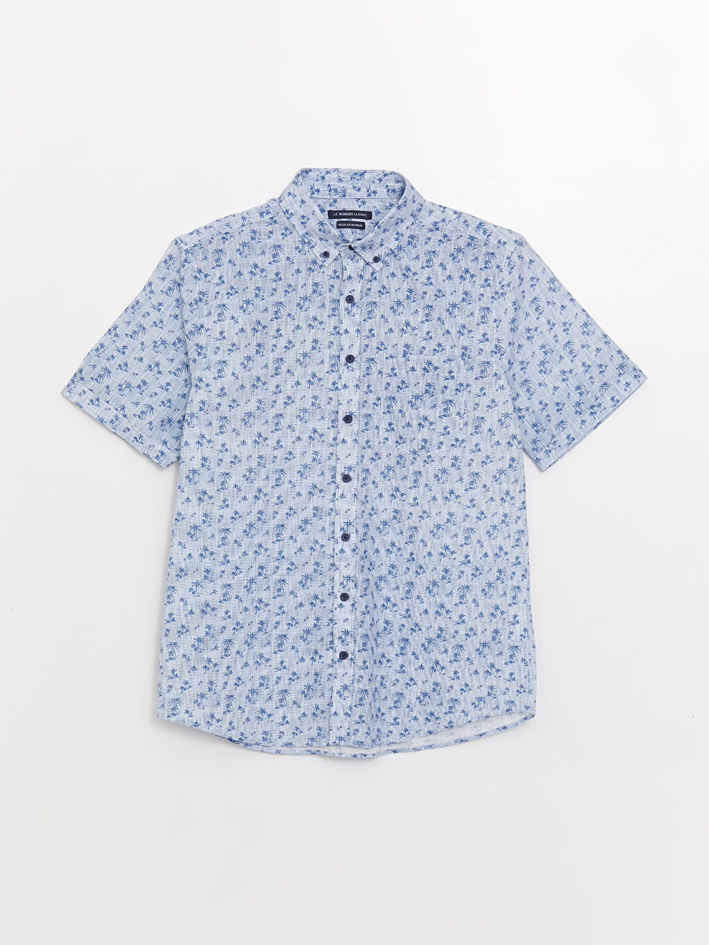 Regular Fit Short Sleeve Patterned Poplin Men's Shirt-5