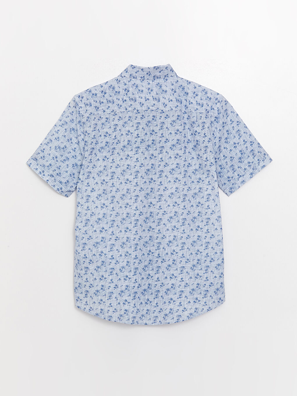 Regular Fit Short Sleeve Patterned Poplin Men's Shirt-6