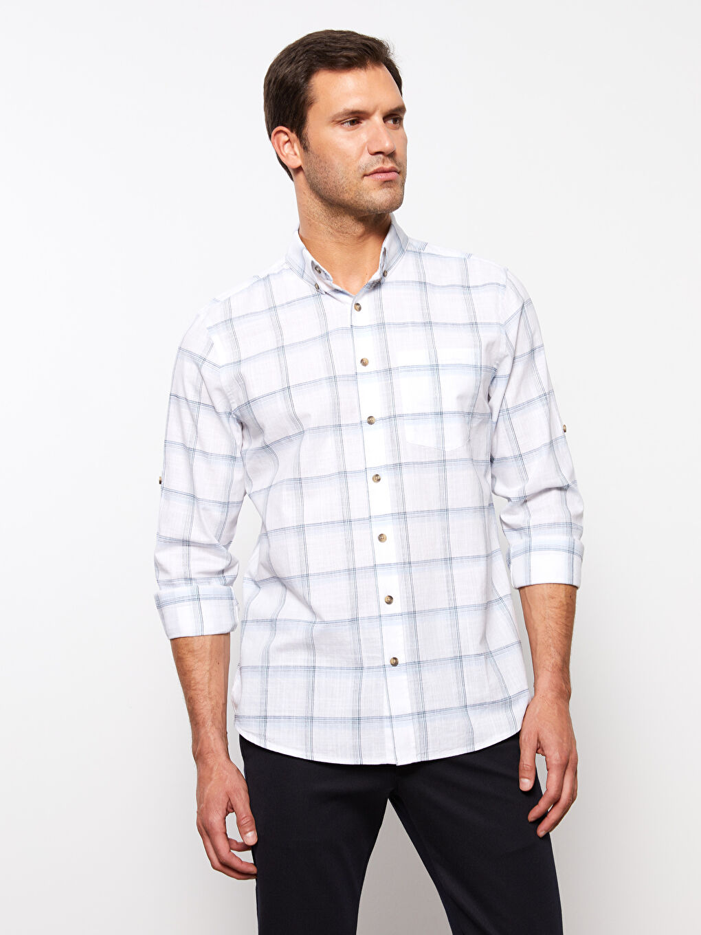 LCWAIKIKI Classic Regular Fit Long Sleeve Plaid Poplin Men's Shirt -S3FD31Z8-LPT