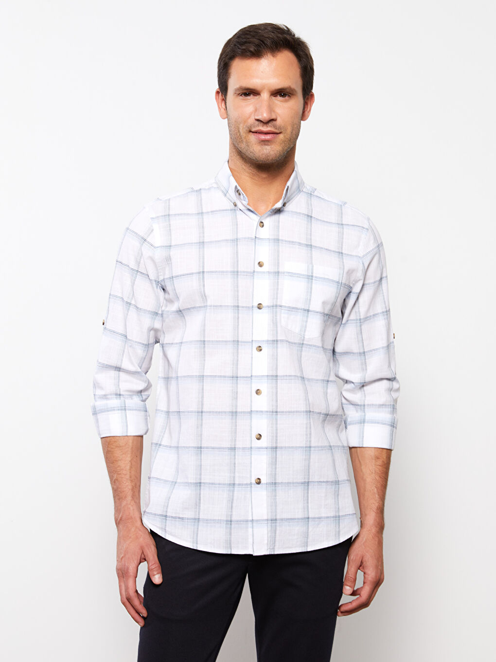 LCWAIKIKI Classic Regular Fit Long Sleeve Plaid Poplin Men's Shirt -S3FD31Z8-LPT