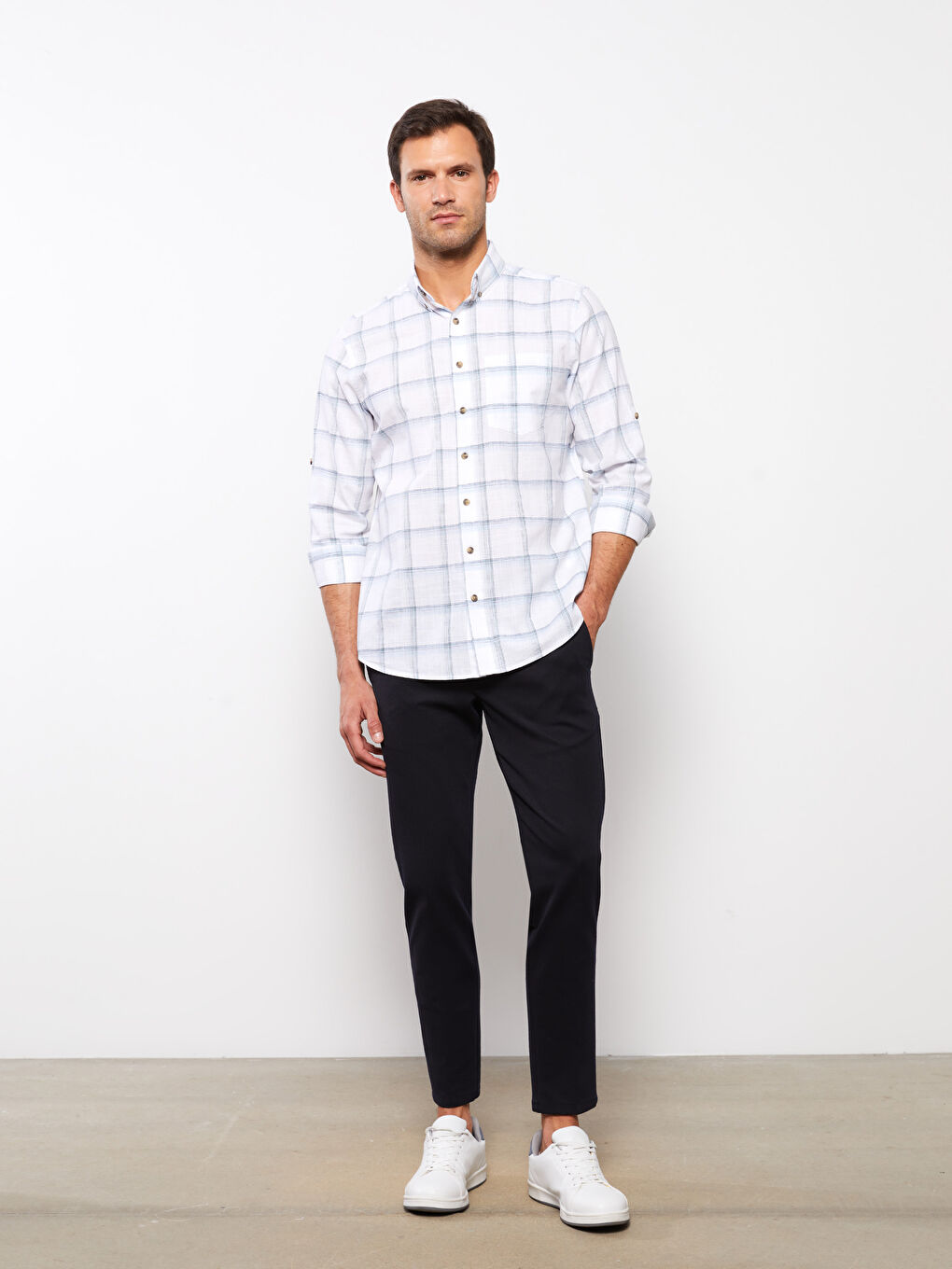LCWAIKIKI Classic Regular Fit Long Sleeve Plaid Poplin Men's Shirt -S3FD31Z8-LPT