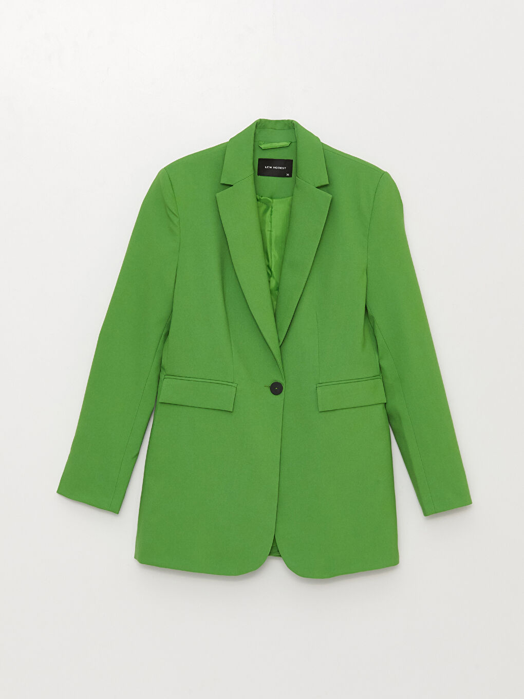 LCW Modest Yeşil Düz Uzun Kollu Kadın Blazer Ceket - 5