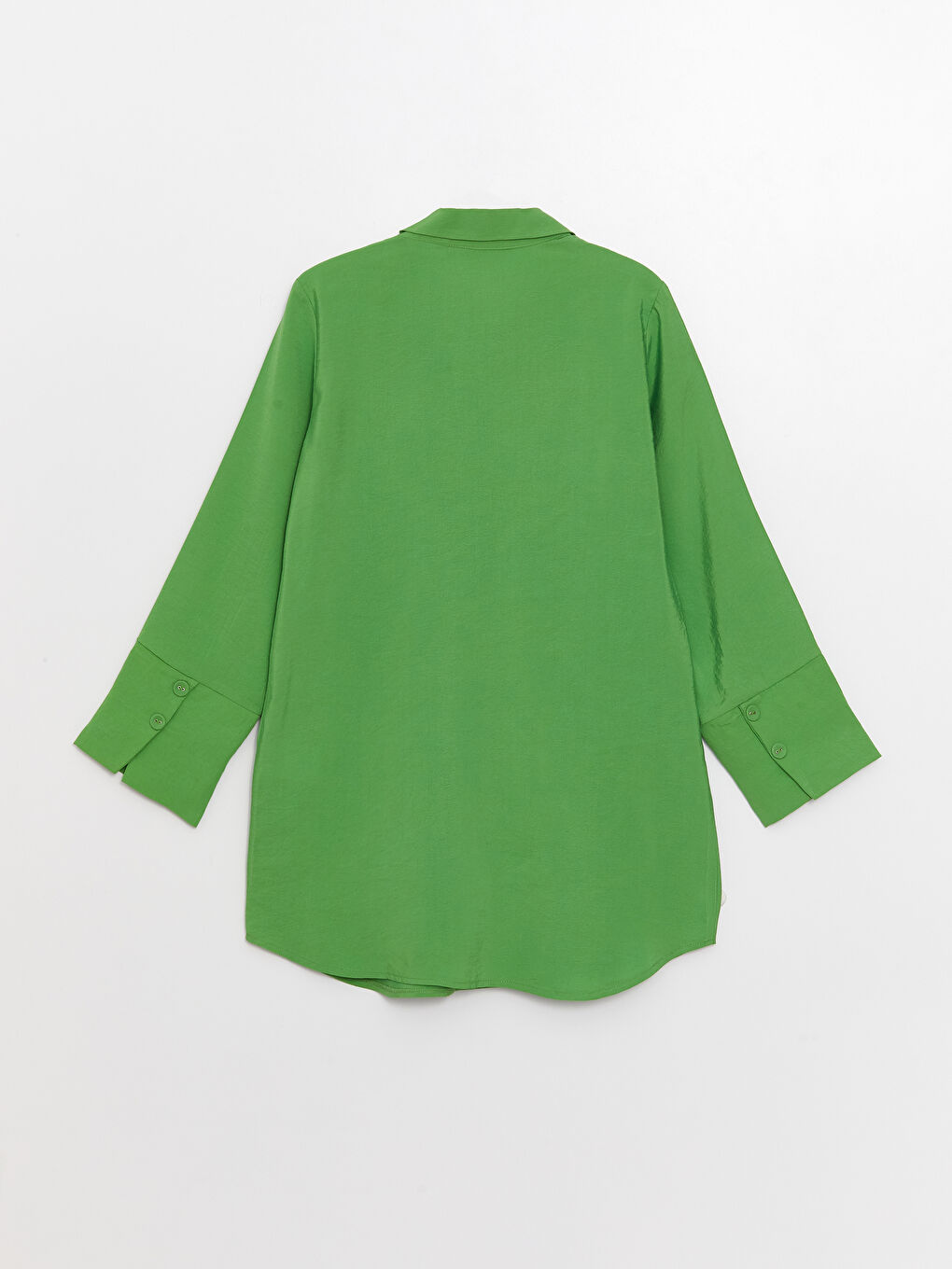 Yeşil Düz Uzun Kollu Kadın Gömlek Tunik-6